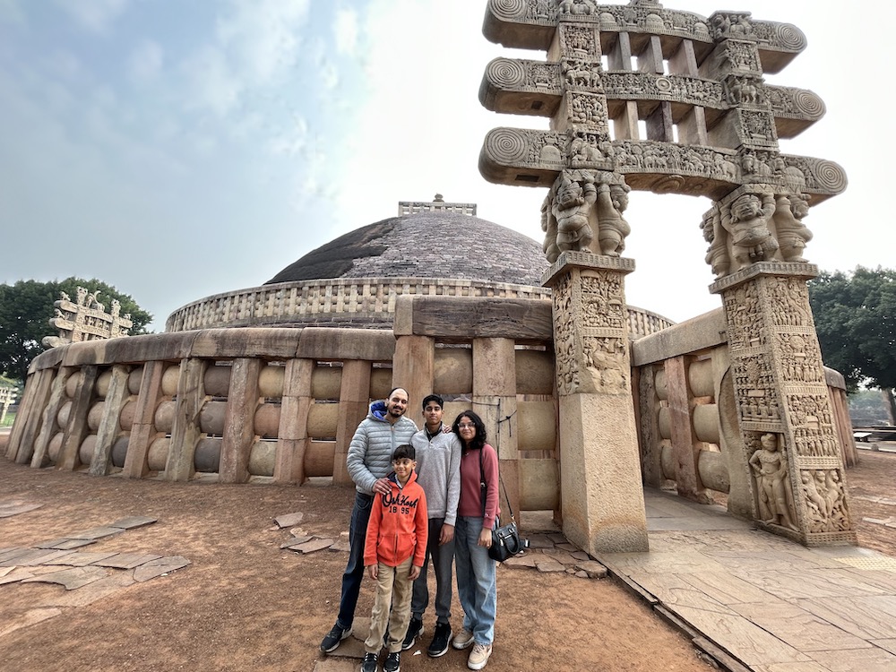 Muley with her two sons and husband, Ashvin.