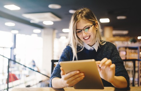 Student Studying on Tablet