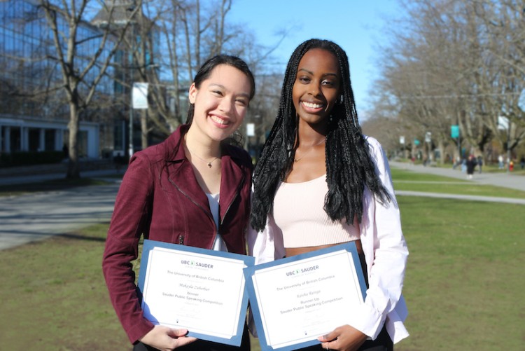 UBC Bachelor of Commerce students Makayla Zuberbier (left) and Keisha Rutega (right)