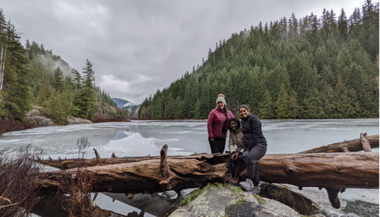 Figueroa hikes with UBC MBA classmates Abigail Okyere and Nita Joseph